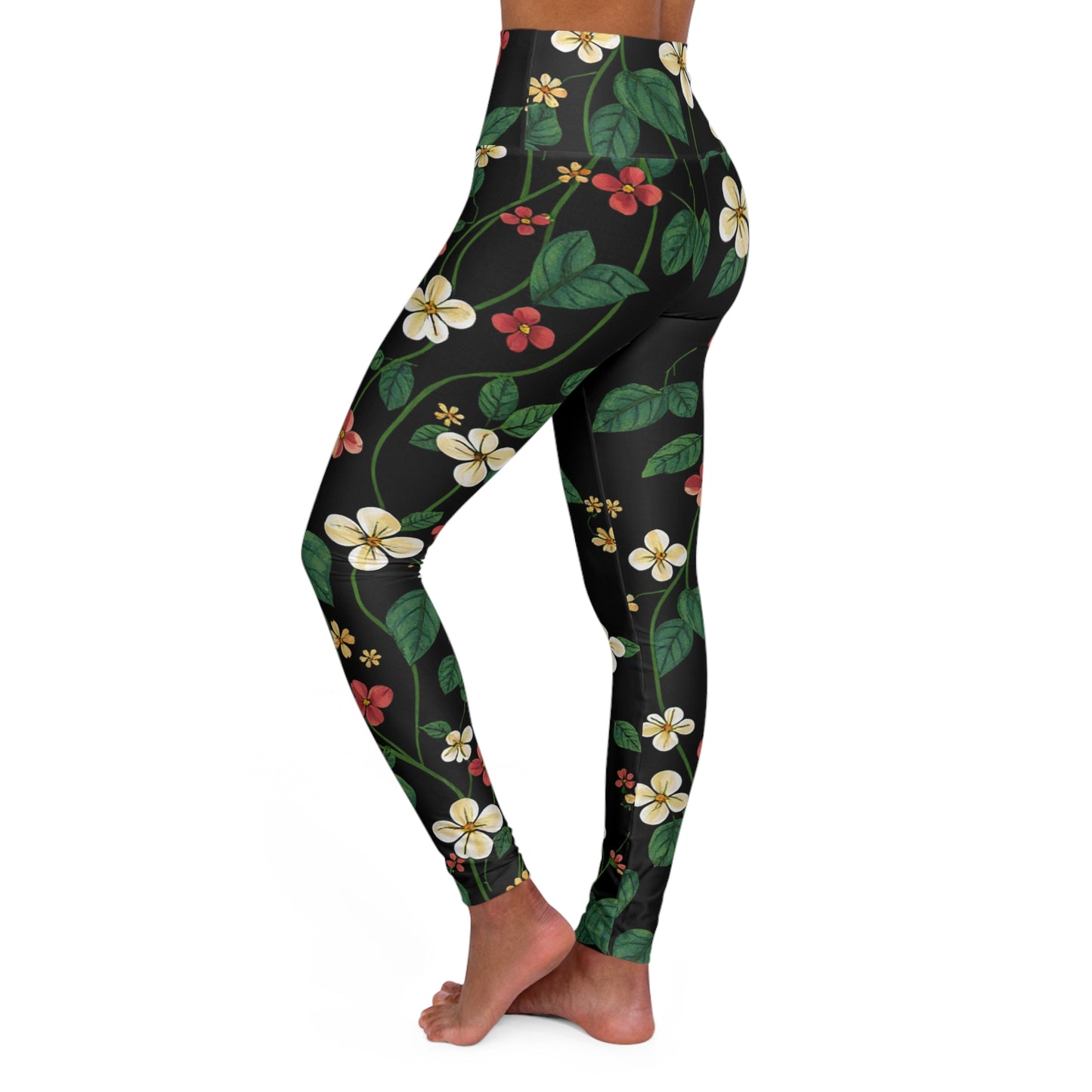 Vine Blossoms - Women's High Waisted Yoga Leggings