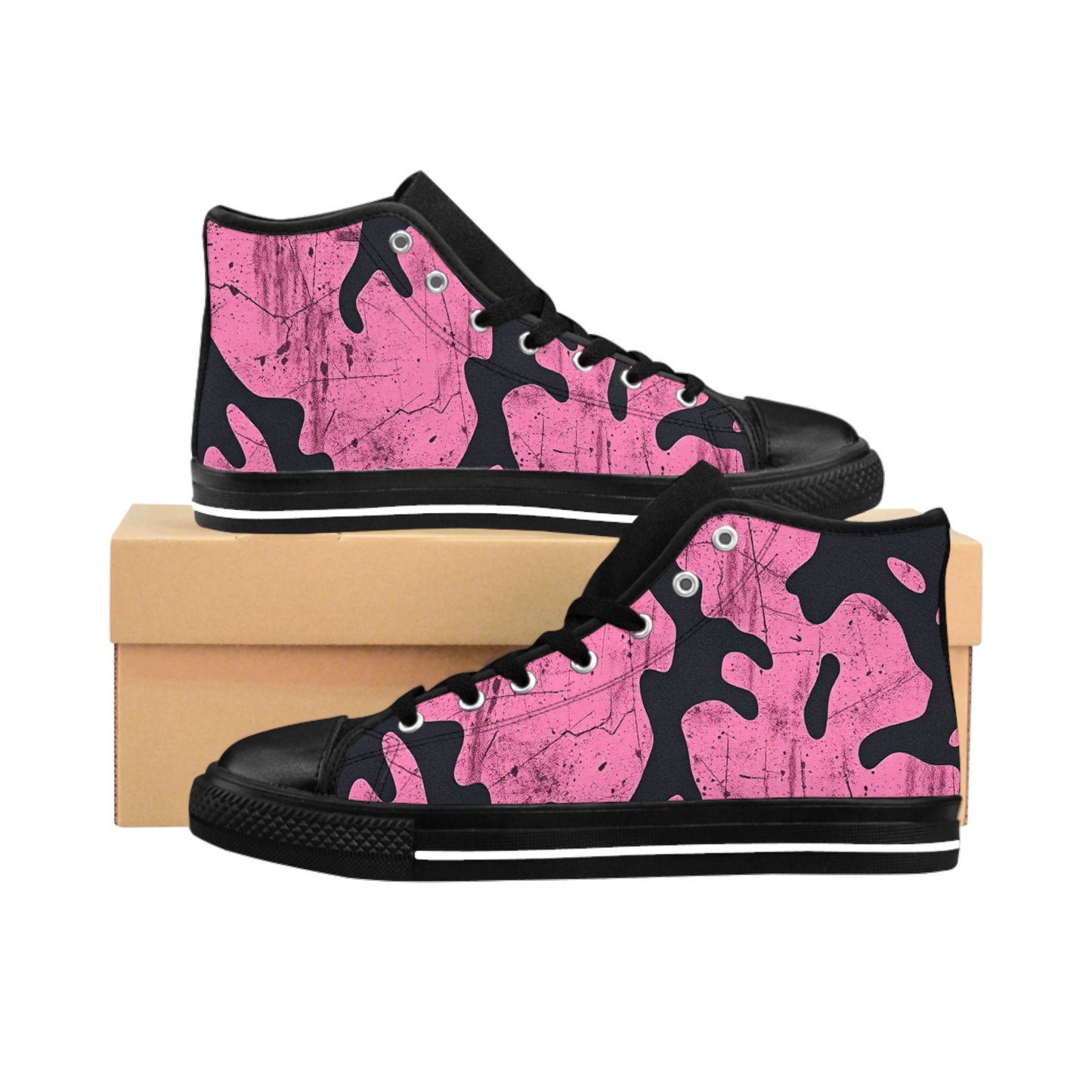 SAVAGE-Pink and Black Camo High-Top Sneakers