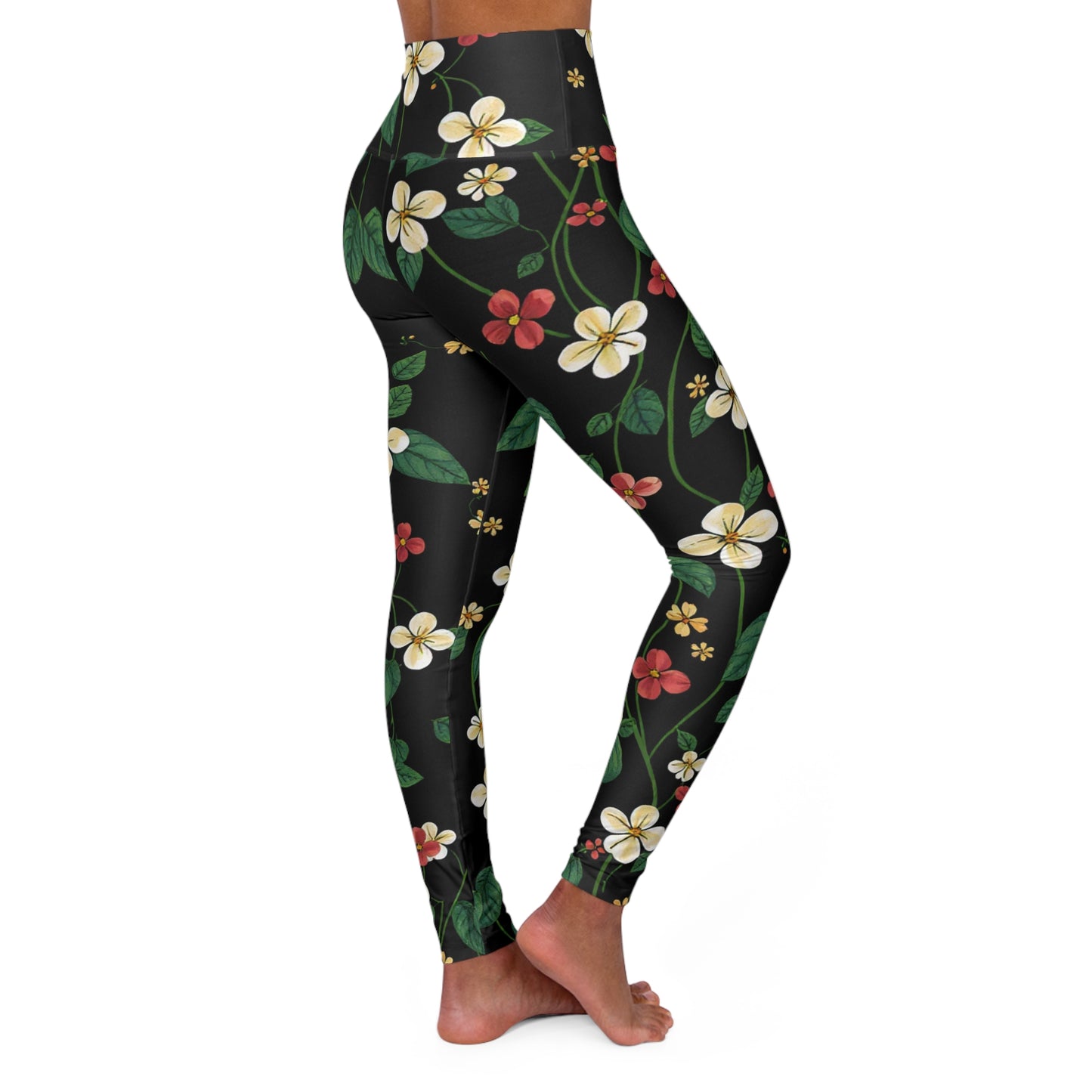 Vine Blossoms - Women's High Waisted Yoga Leggings