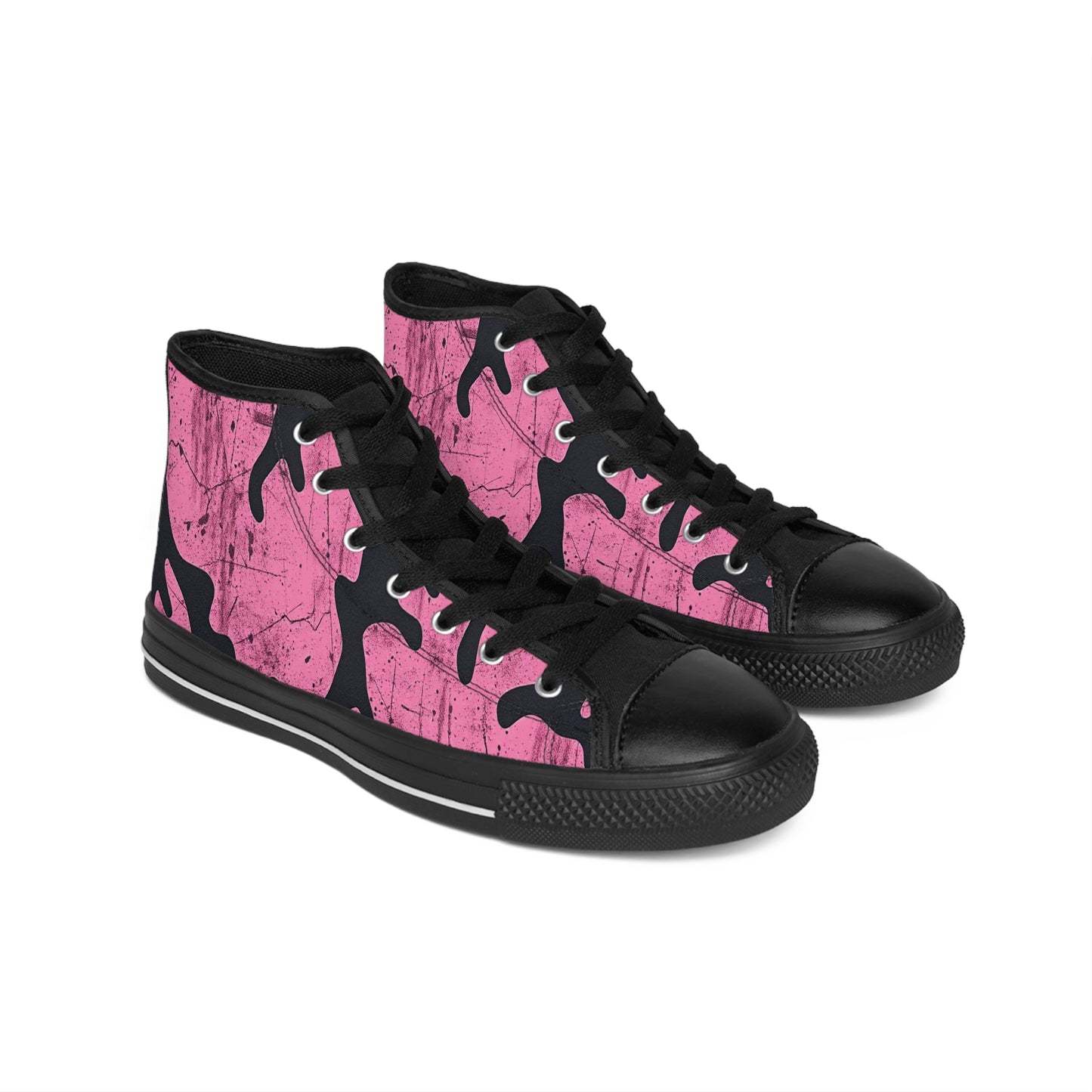 SAVAGE-Pink and Black Camo High-Top Sneakers